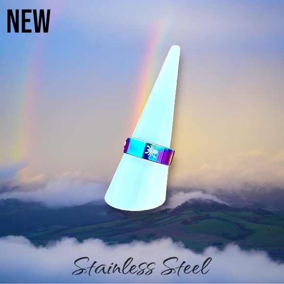 💝New Unisex Spider Stainless Steel Rainbow Band ring - Picture 8 of 12